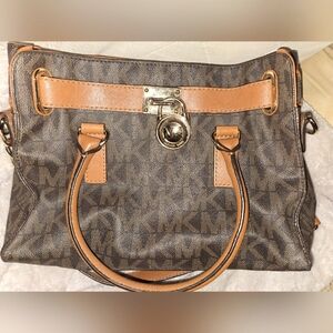 Michael Kors Brown and Tan Lock and Key Tote Bag